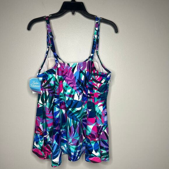 Swim Solutions Bust support Tankini Swim Top Size 16 Hi-Low Multicolor Beachwear - Picture 4 of 10